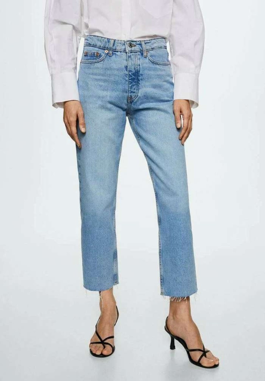 Clothing * | Mango Havana Straight Leg Jeans Mittelblau