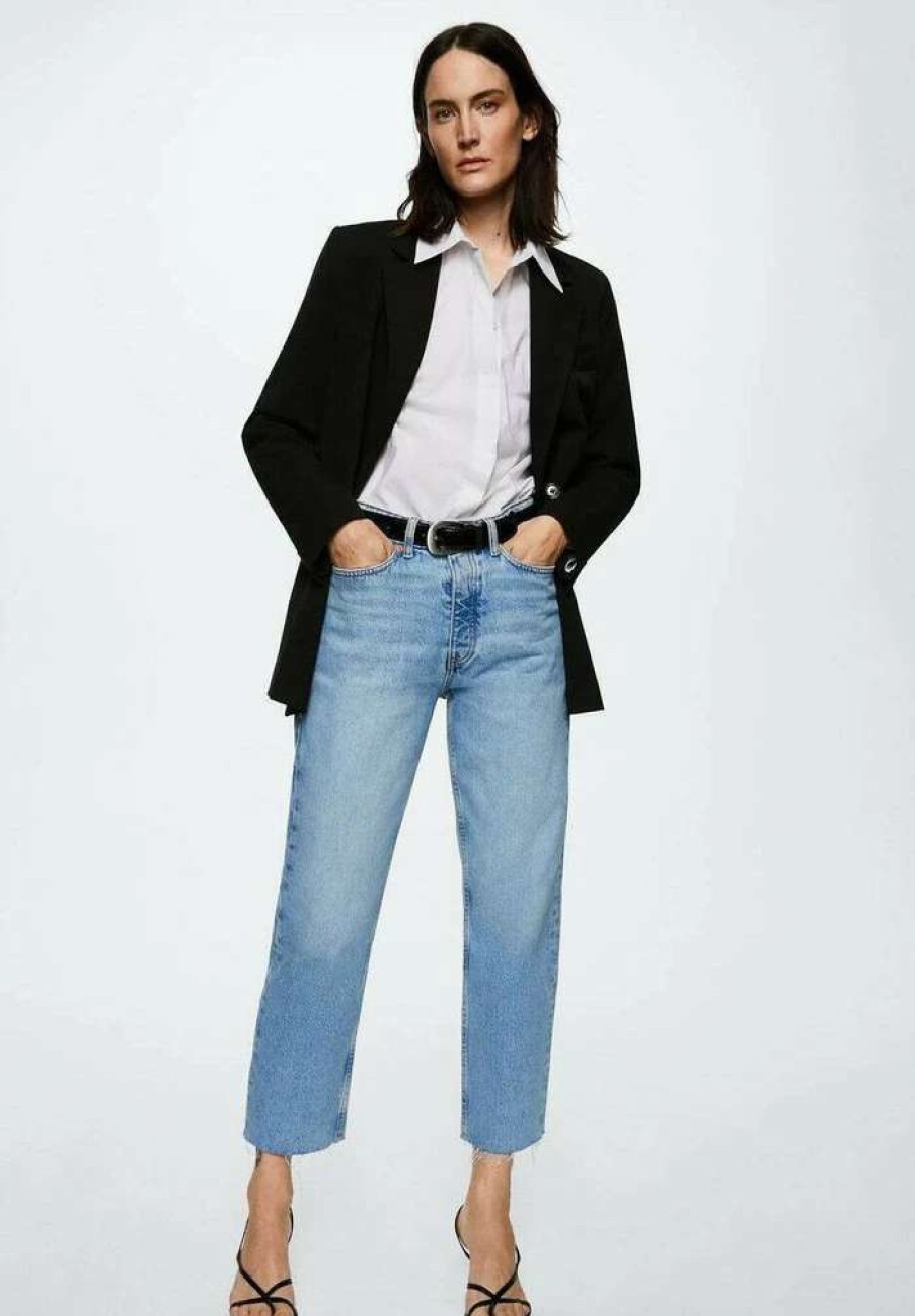 Clothing * | Mango Havana Straight Leg Jeans Mittelblau