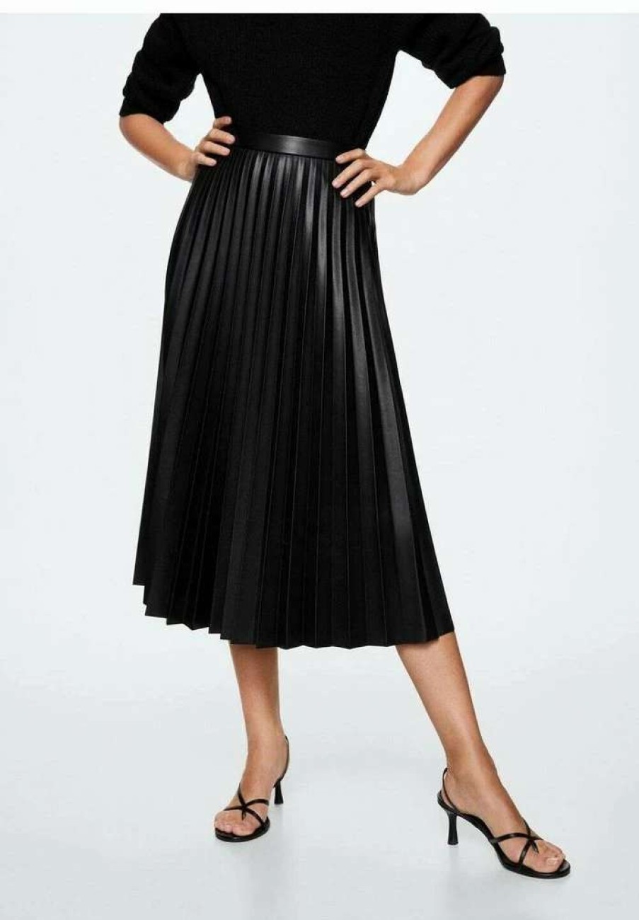 Clothing * | Mango Long A-Line Skirt Zwart