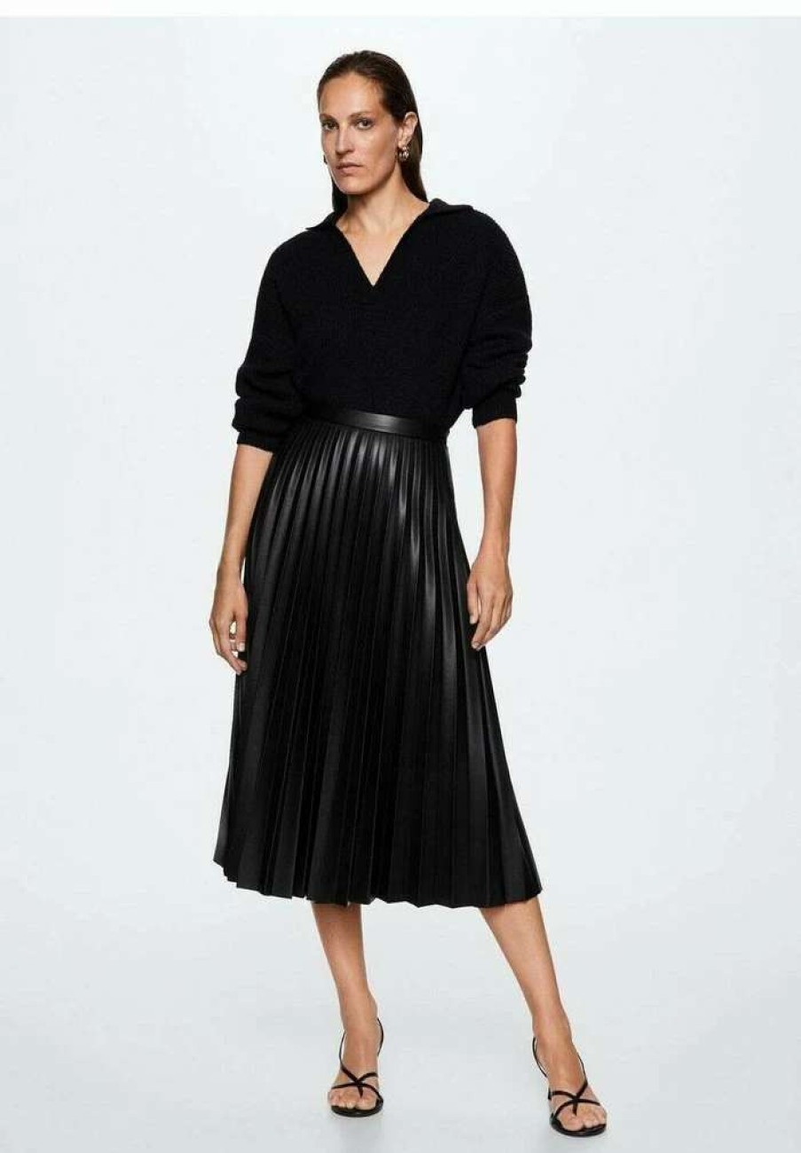 Clothing * | Mango Long A-Line Skirt Zwart