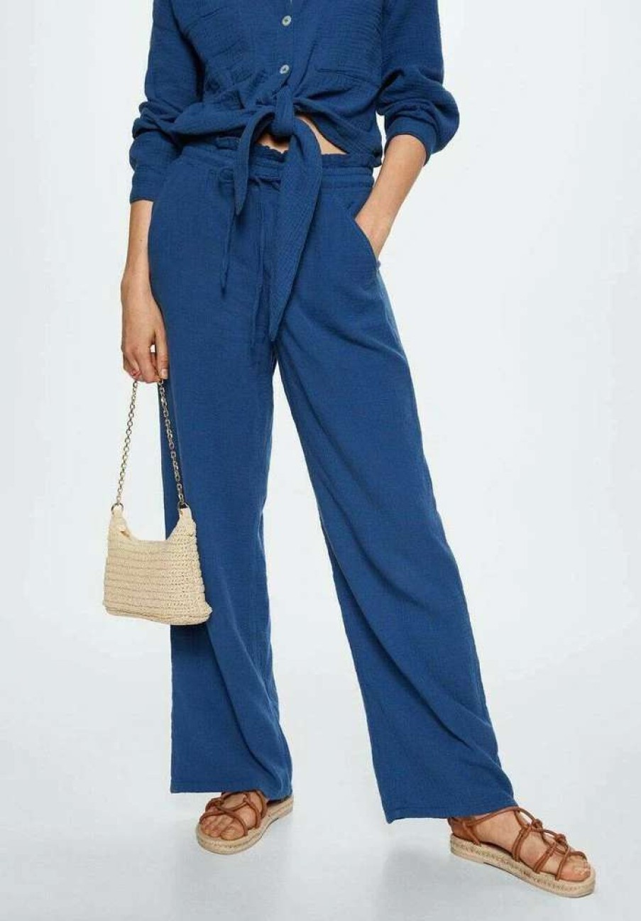 Clothing * | Mango Bambula Trousers Elektrischblau