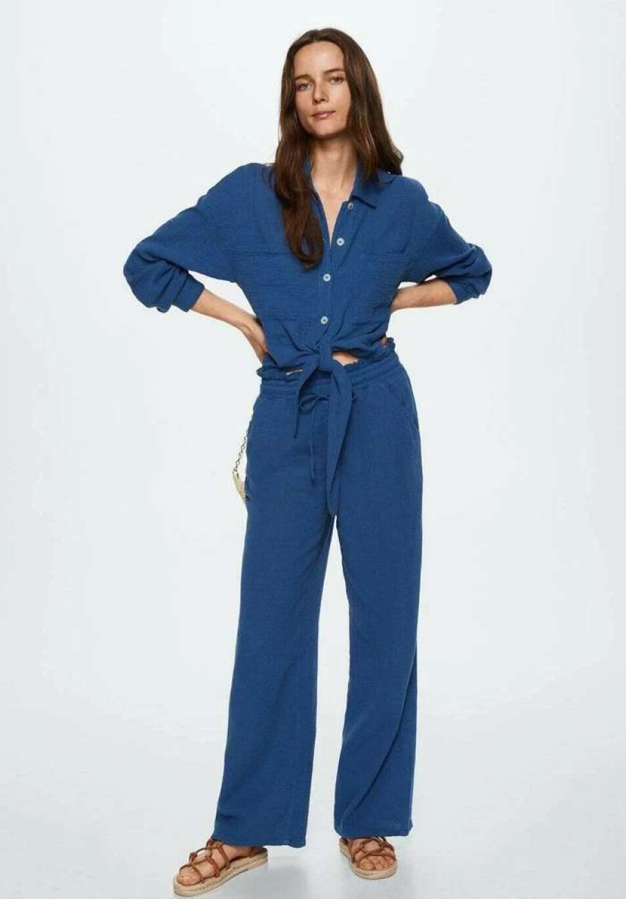 Clothing * | Mango Bambula Trousers Elektrischblau