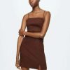 Clothing * | Mango Crossy Cocktail Dress / Party Dress Marron