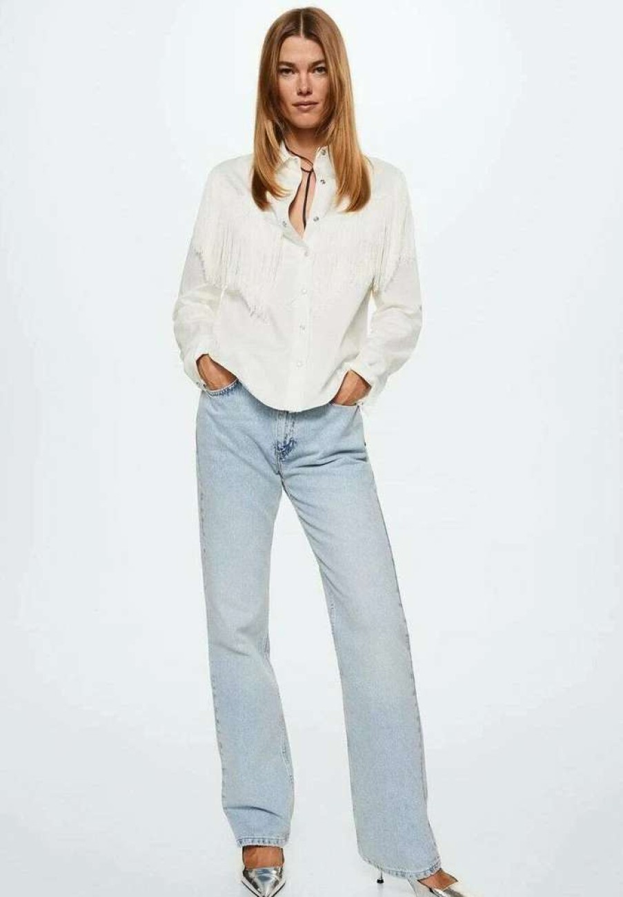 Clothing * | Mango Button-Down Blouse Bialy