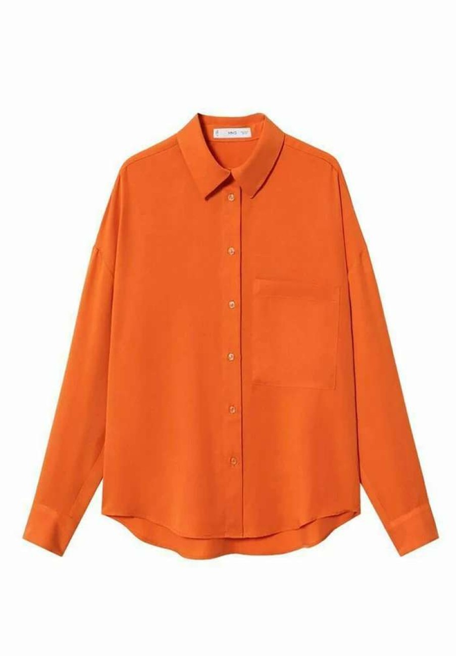 Clothing * | Mango Lima Button-Down Blouse Orange