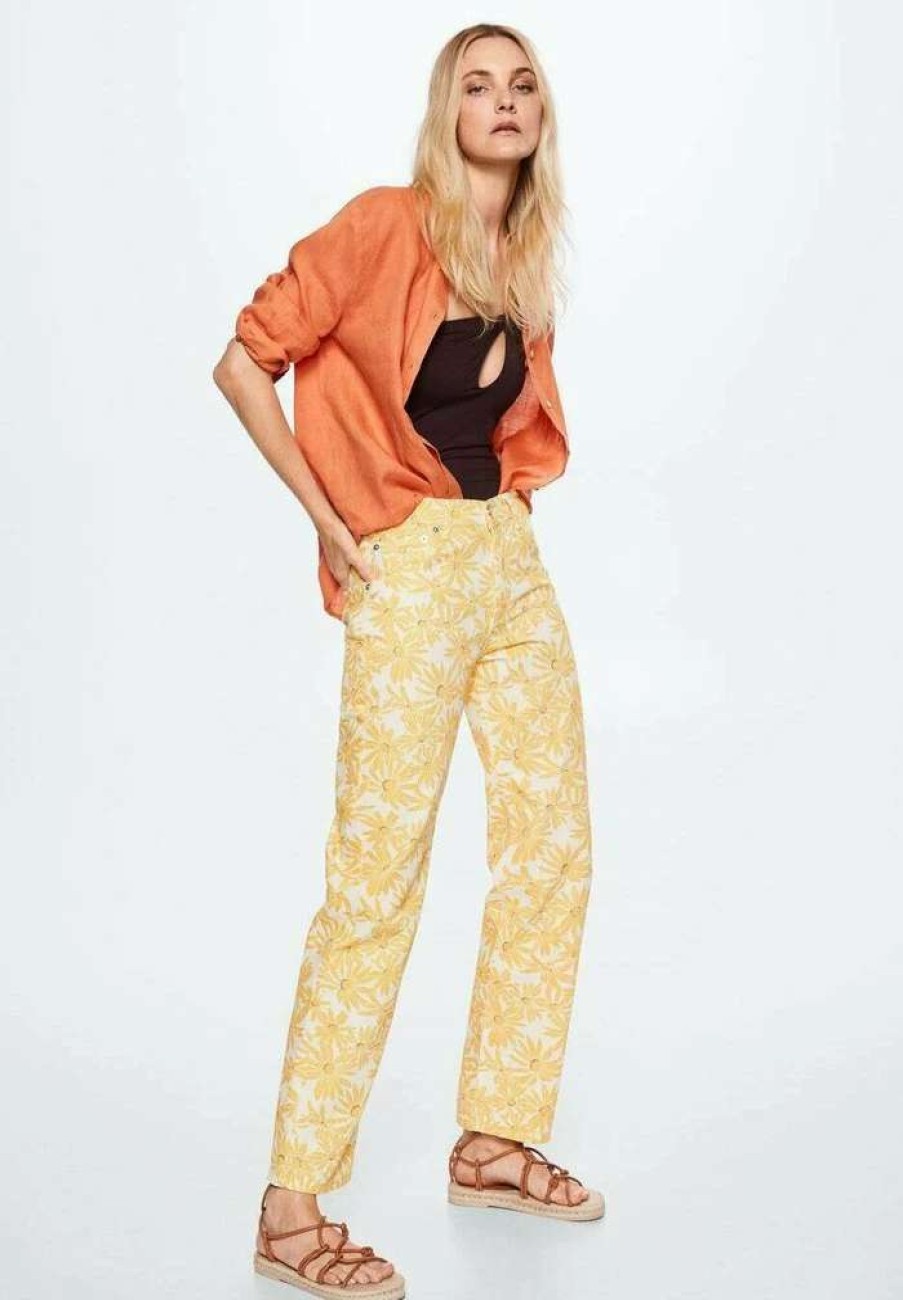 Clothing * | Mango Tahiti Trousers Jaune