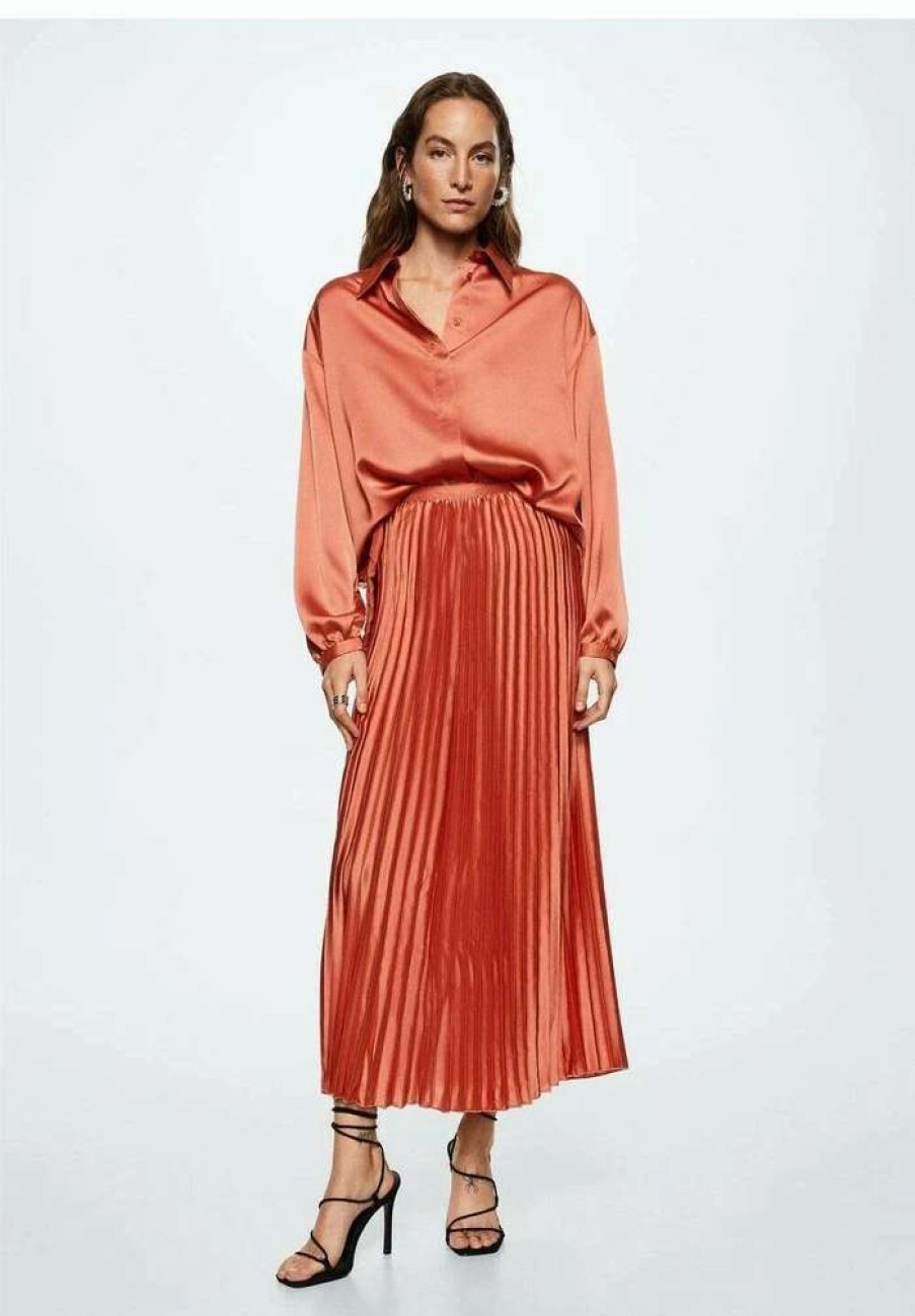 Clothing * | Mango Dancer A Pleated Skirt Oranje