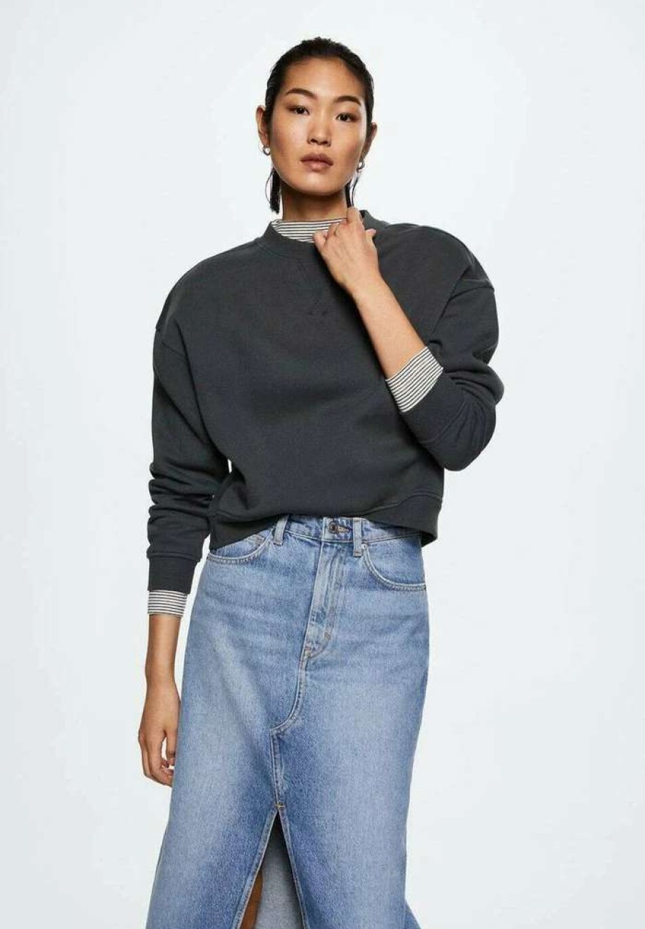 Clothing * | Mango Basic Sweatshirt Antraciet