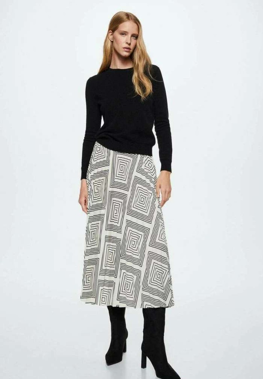 Clothing * | Mango Wallis Pleated Skirt Blanco