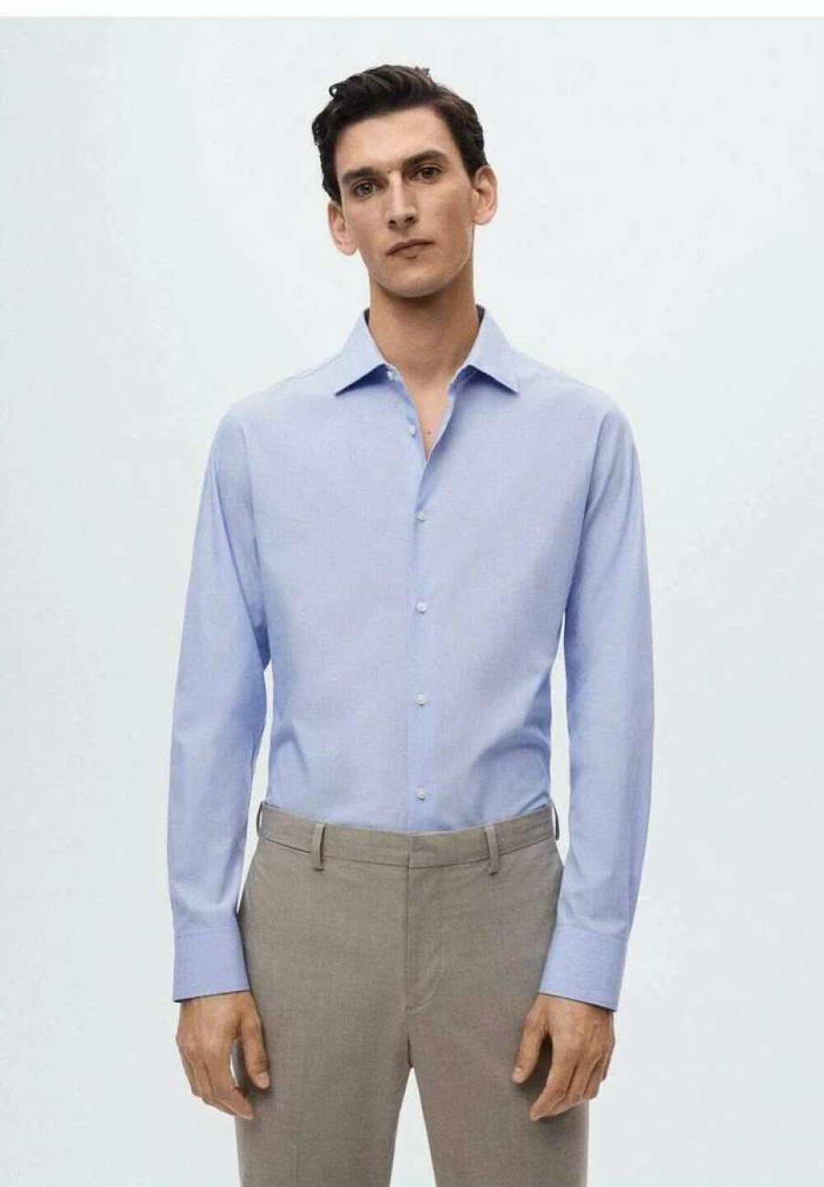 Clothing * | Mango Plas Formal Shirt Light Blue