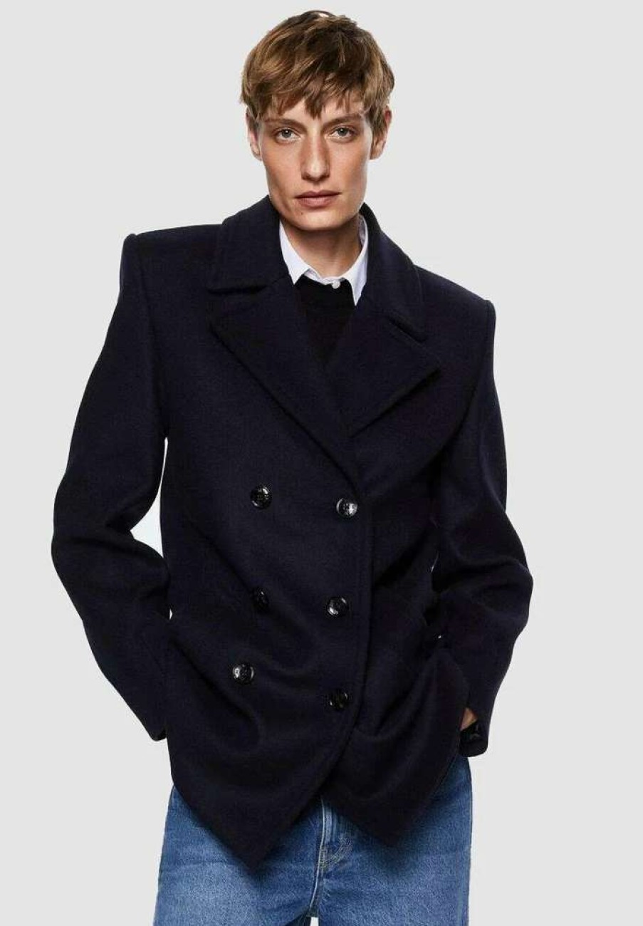 Clothing * | Mango Violin Short Coat Navy