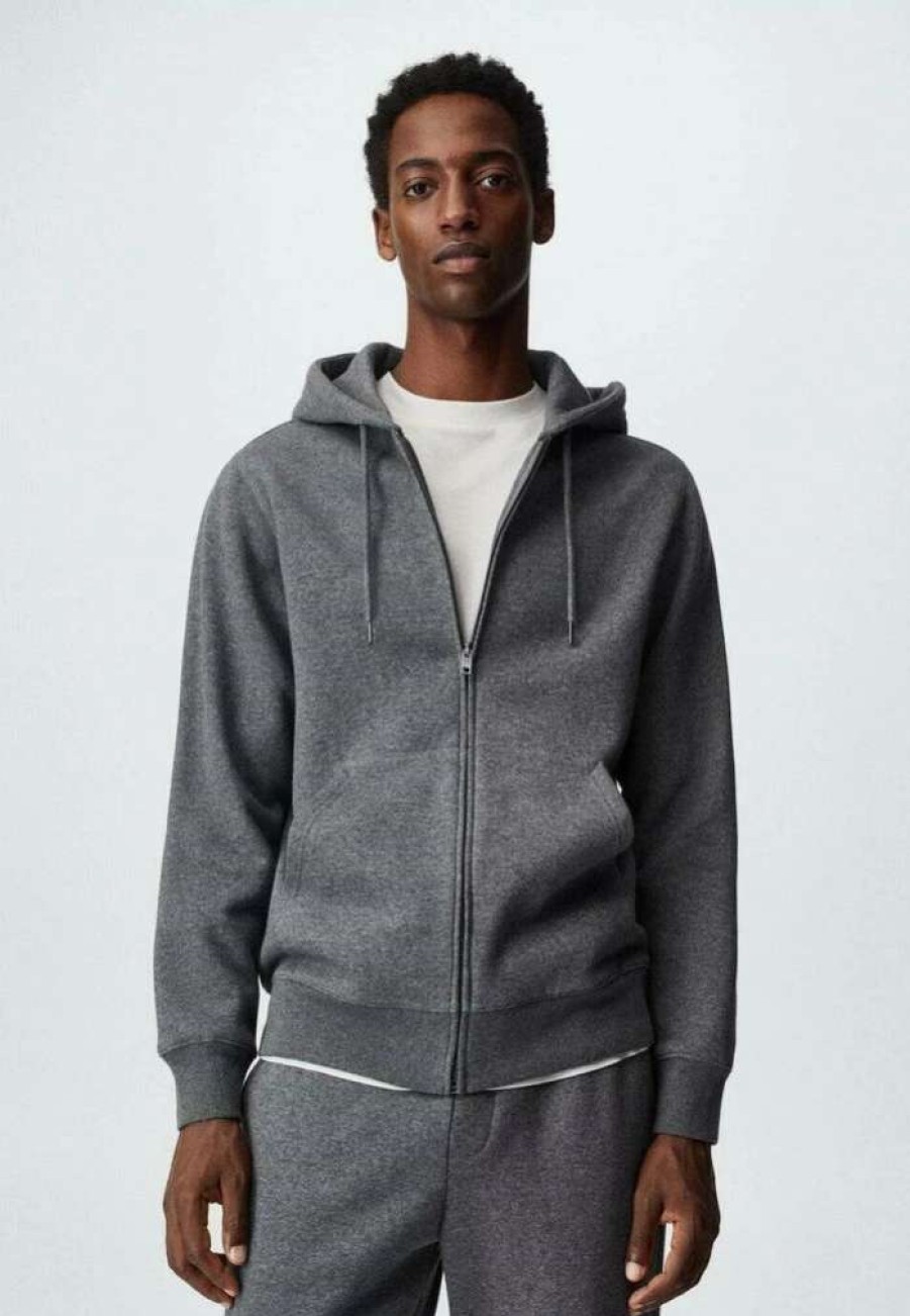 Clothing * | Mango Bady Zip-Up Sweatshirt Medium Heather Grey