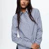 Clothing * | Mango Button-Down Blouse Modra Obloha