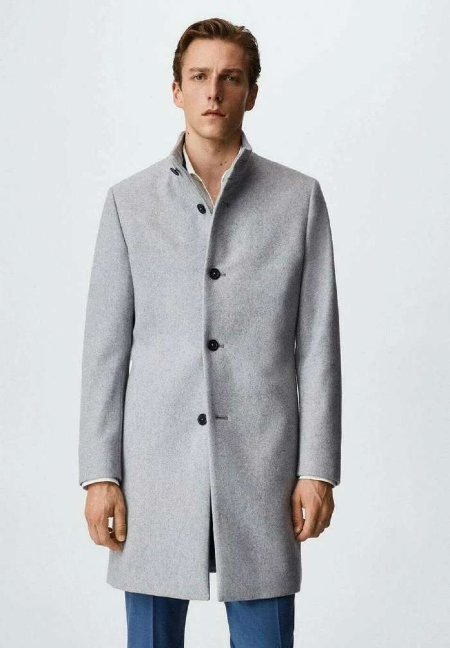 Clothing * | Mango Funnel-I Short Coat Light Heather Grey