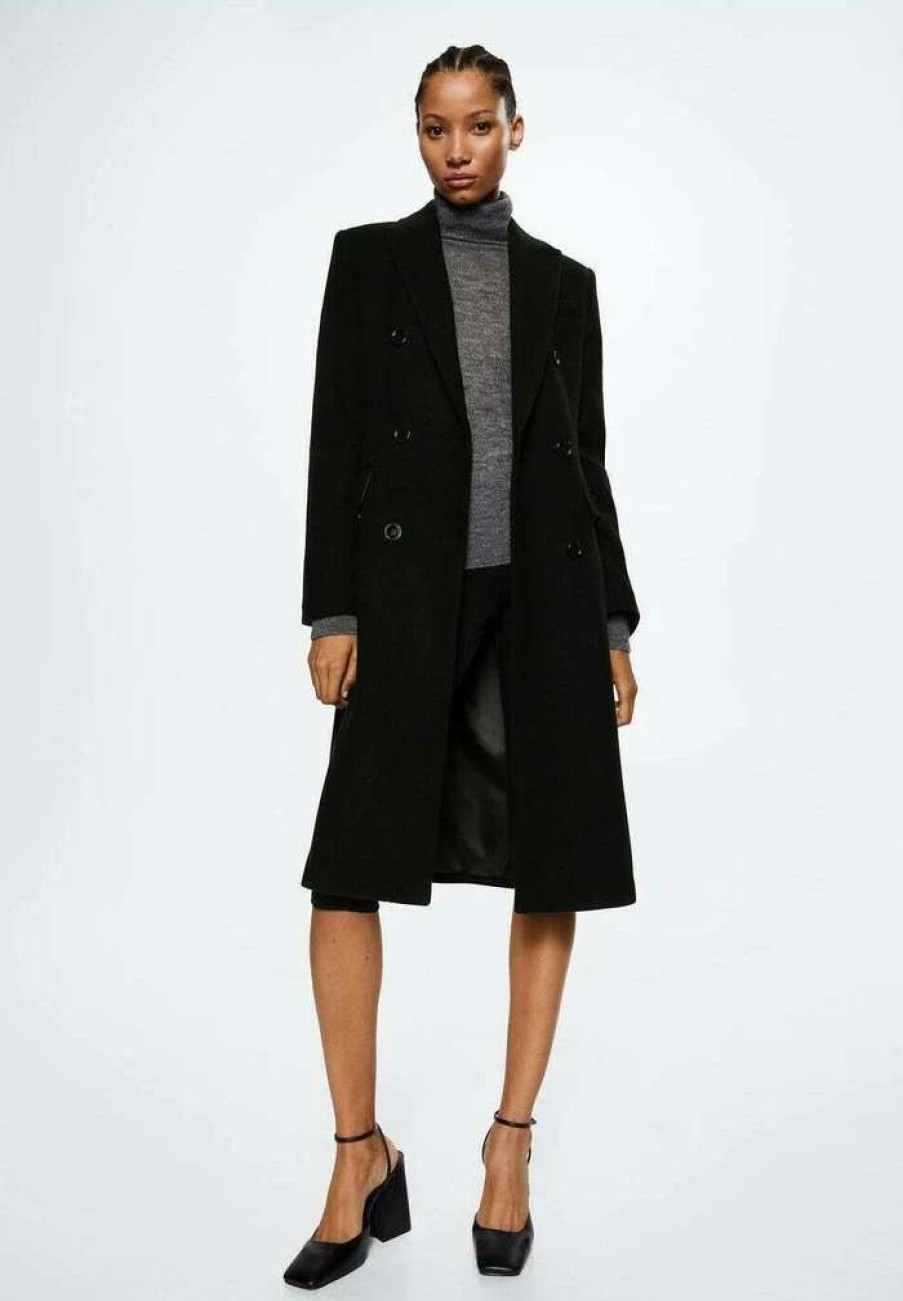 Clothing * | Mango Lipstick Classic Coat Zwart