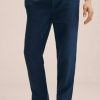 Clothing * | Mango Oyster Trousers Bleu Marine Fonce