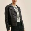 Clothing * | Mango Perfect Leather Jacket Schwarz