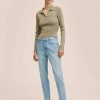 Clothing * | Mango Newmom Straight Leg Jeans Bleu Clair