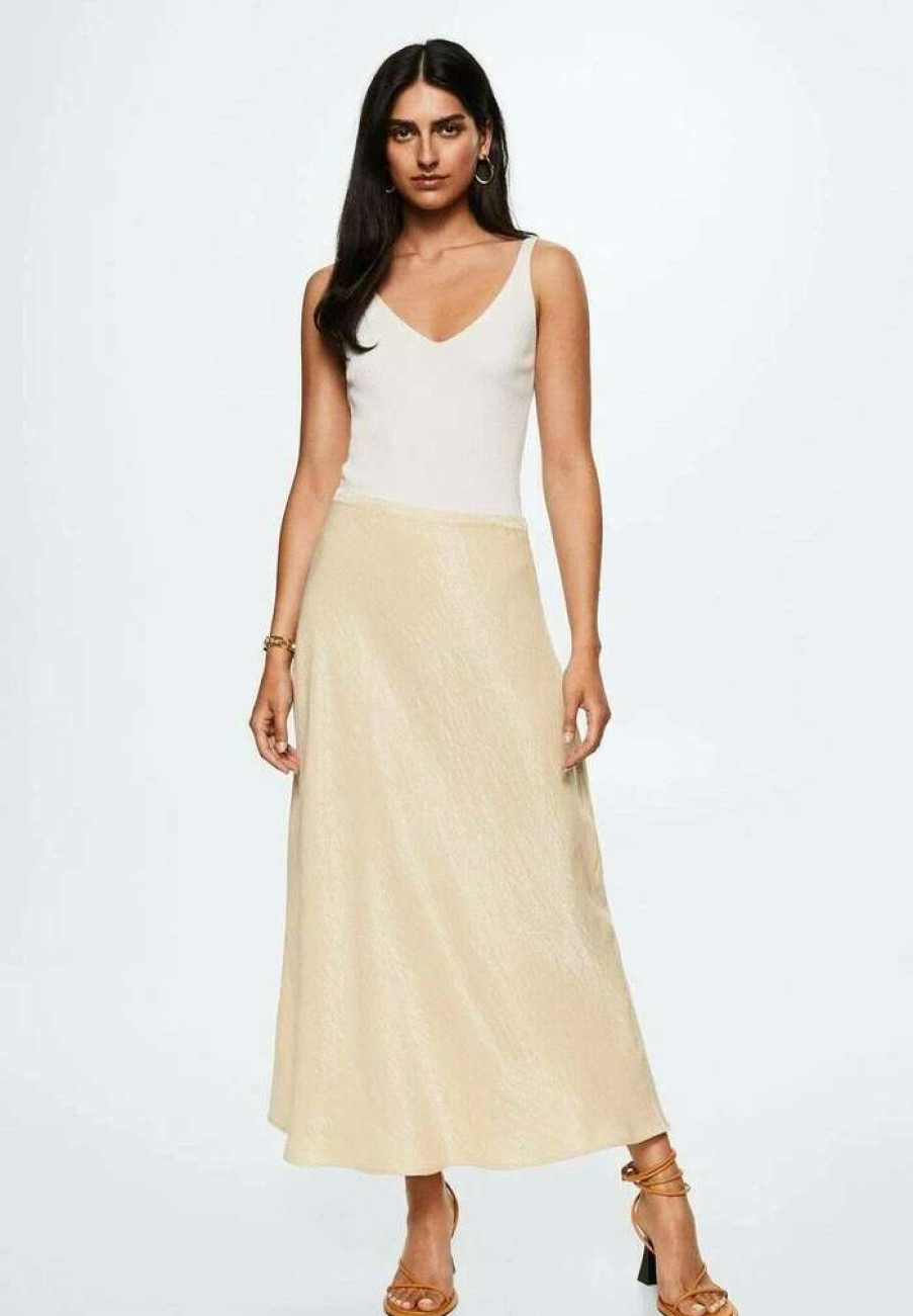 Clothing * | Mango A-Line Skirt Beige