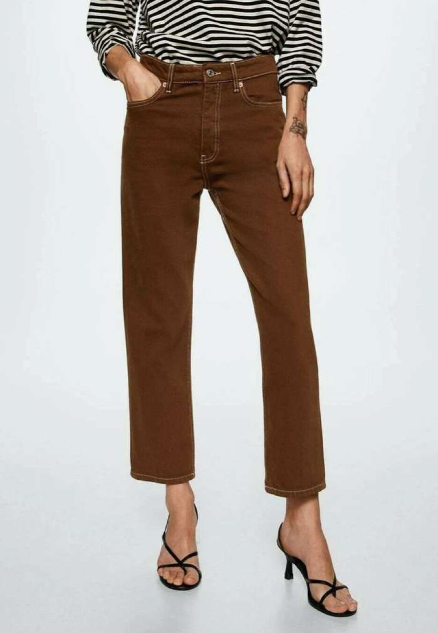 Clothing * | Mango Havana Straight Leg Jeans Marron