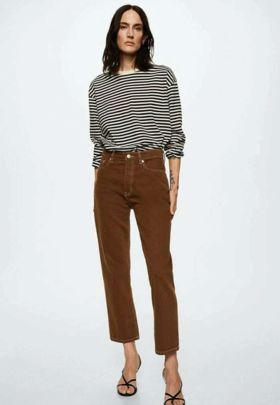 Clothing * | Mango Havana Straight Leg Jeans Marron