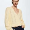 Clothing * | Mango Shaky Cardigan Ecru