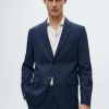 Clothing * | Mango Breda Blazer Jacket Bleu Marine Fonce