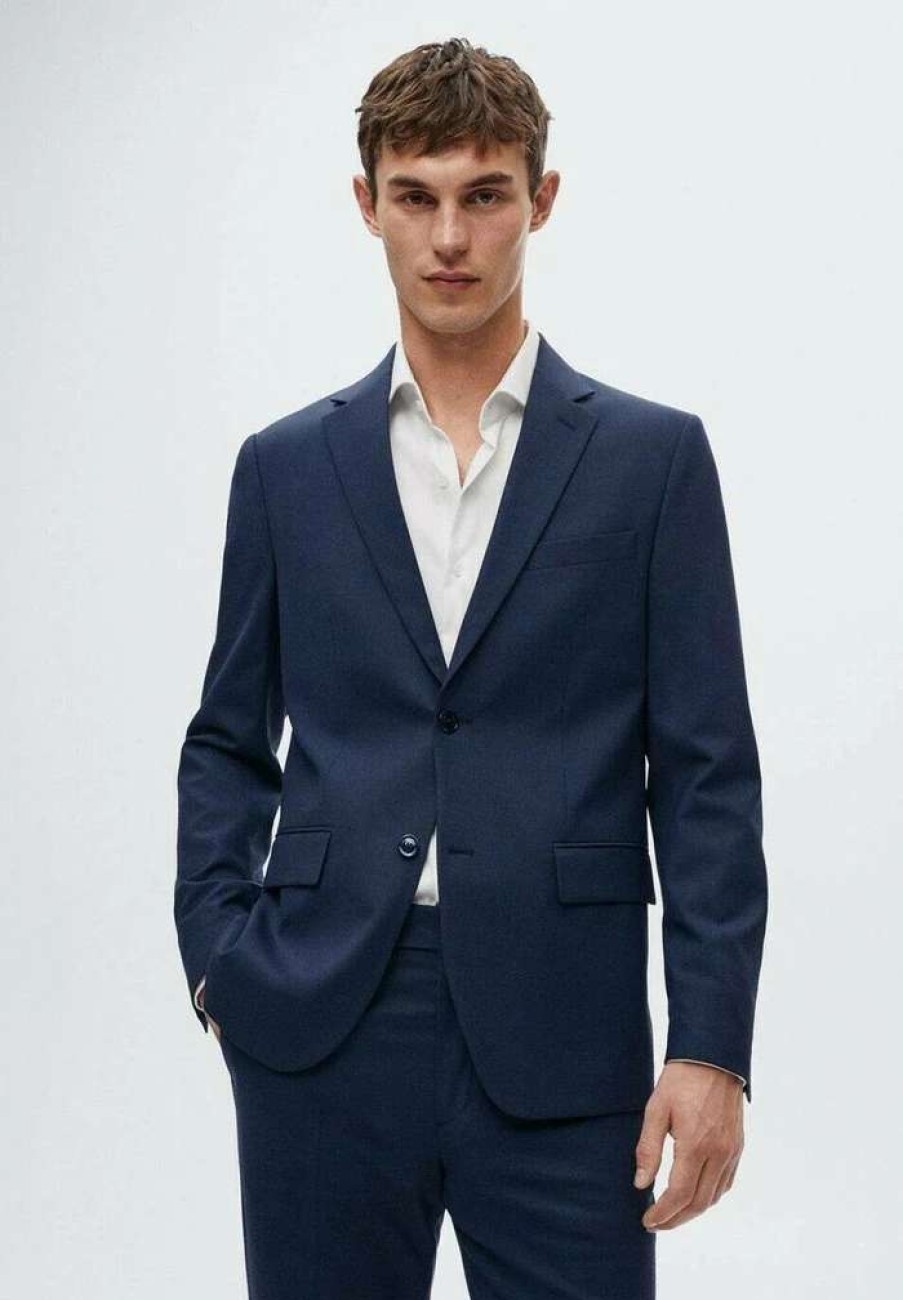 Clothing * | Mango Breda Blazer Jacket Bleu Marine Fonce