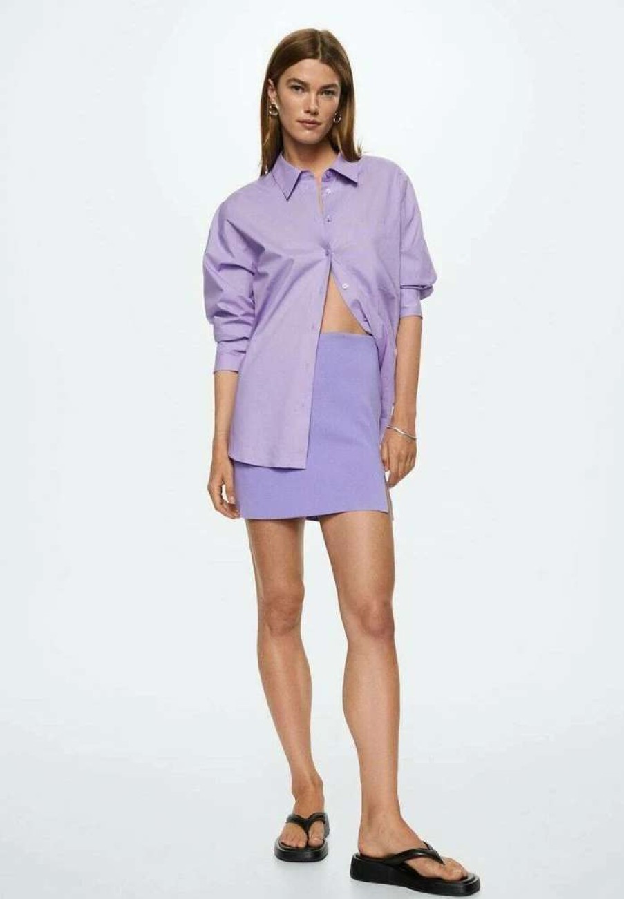 Clothing * | Mango Regu Button-Down Blouse Helllila Pastelllila