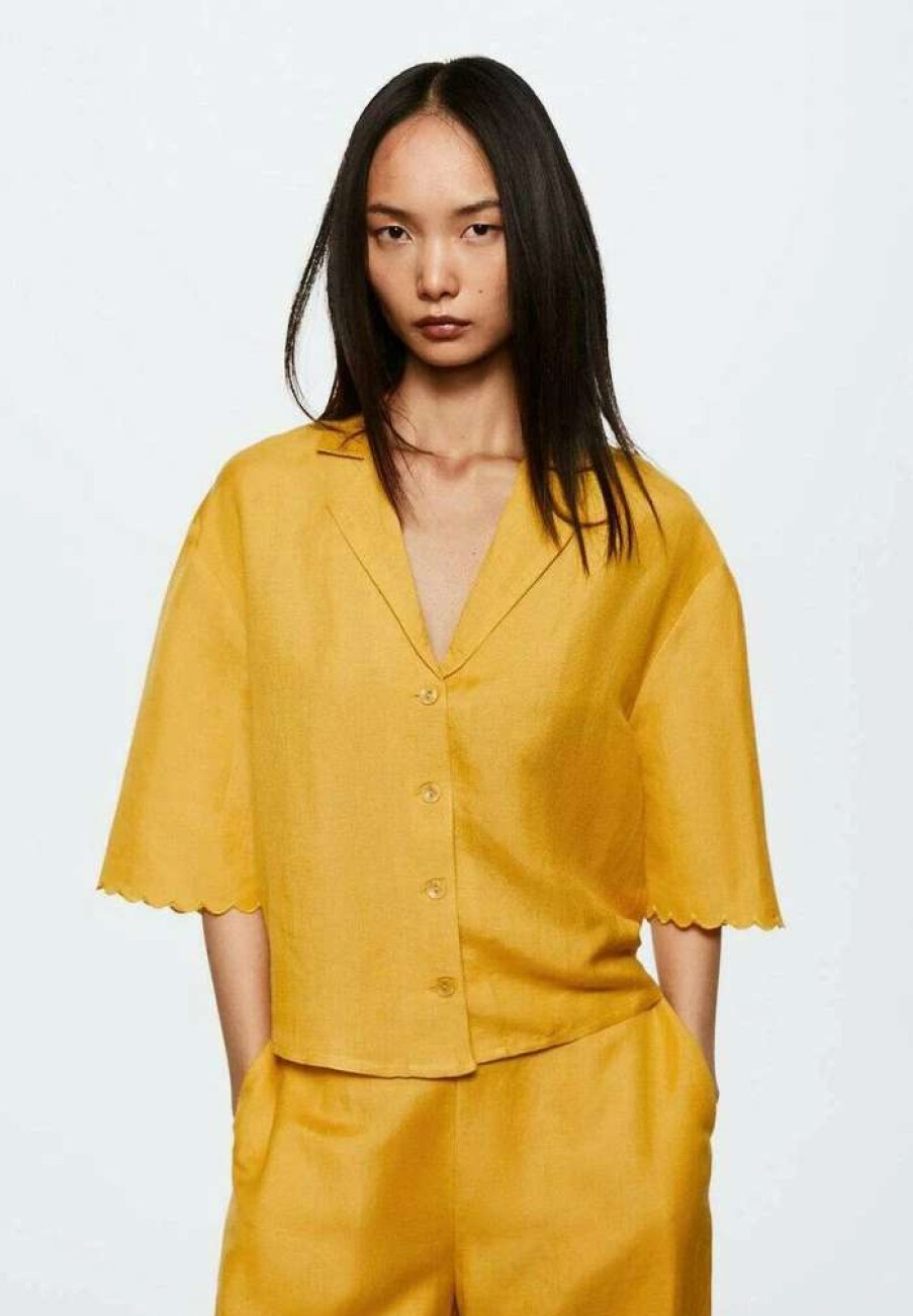 Clothing * | Mango Almond-H Button-Down Blouse Mustard