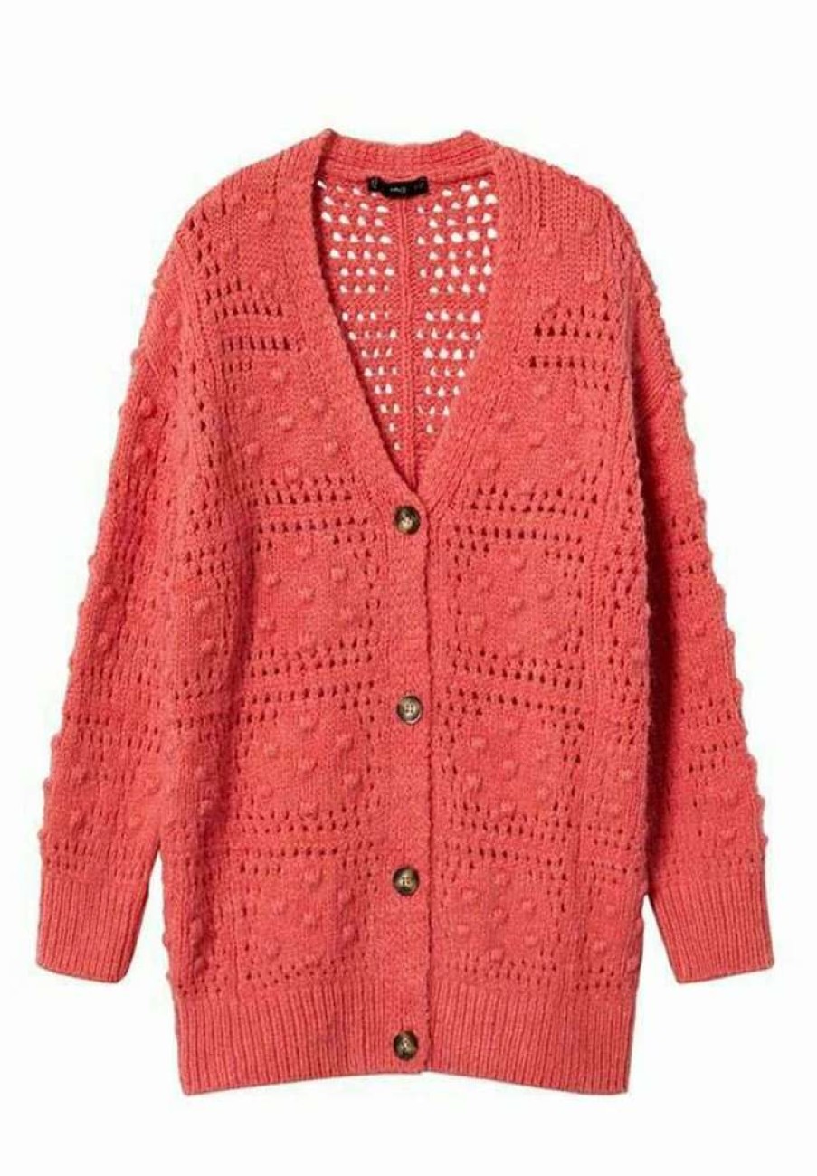 Clothing * | Mango Bush Cardigan Coral Red