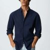 Clothing * | Mango Shirt Bleu Marine Fonce