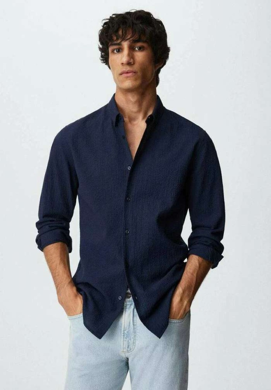 Clothing * | Mango Shirt Bleu Marine Fonce