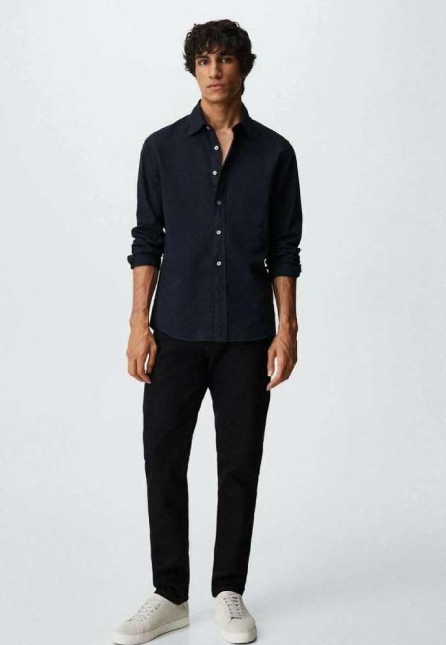 Clothing * | Mango Lumiere Formal Shirt Dark Navy