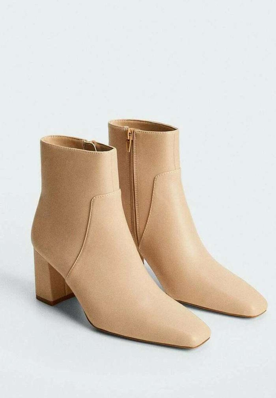 Shoe * | Mango Classic Ankle Boots Ecru