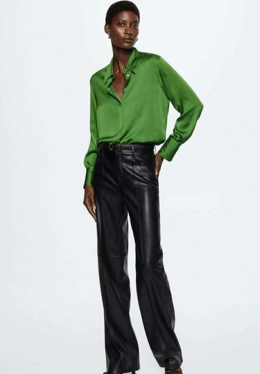 Clothing * | Mango Ideale Button-Down Blouse Vert