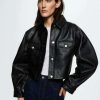 Clothing * | Mango Masha Faux Leather Jacket Schwarz