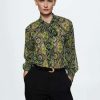 Clothing * | Mango Musgo Button-Down Blouse Vert