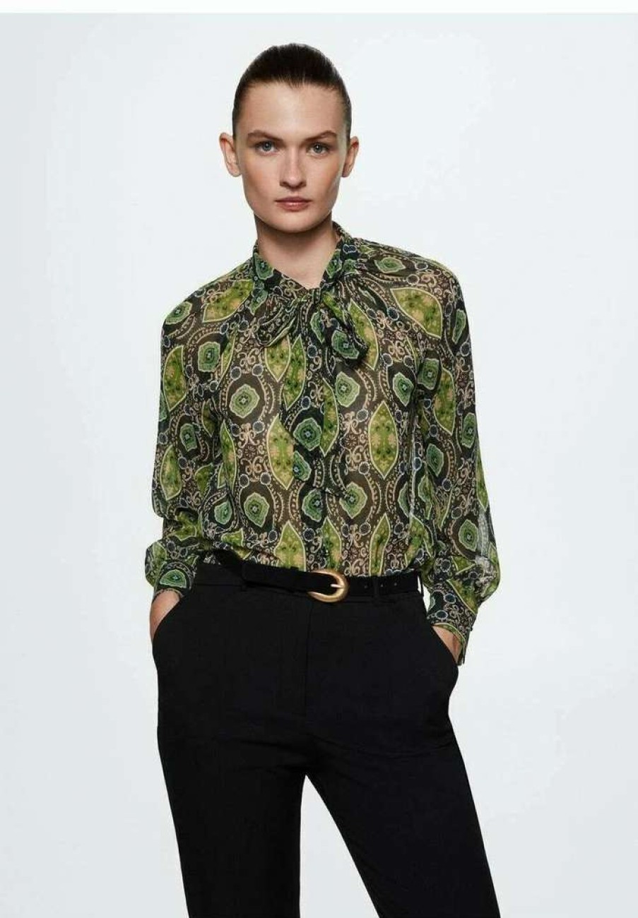 Clothing * | Mango Musgo Button-Down Blouse Vert