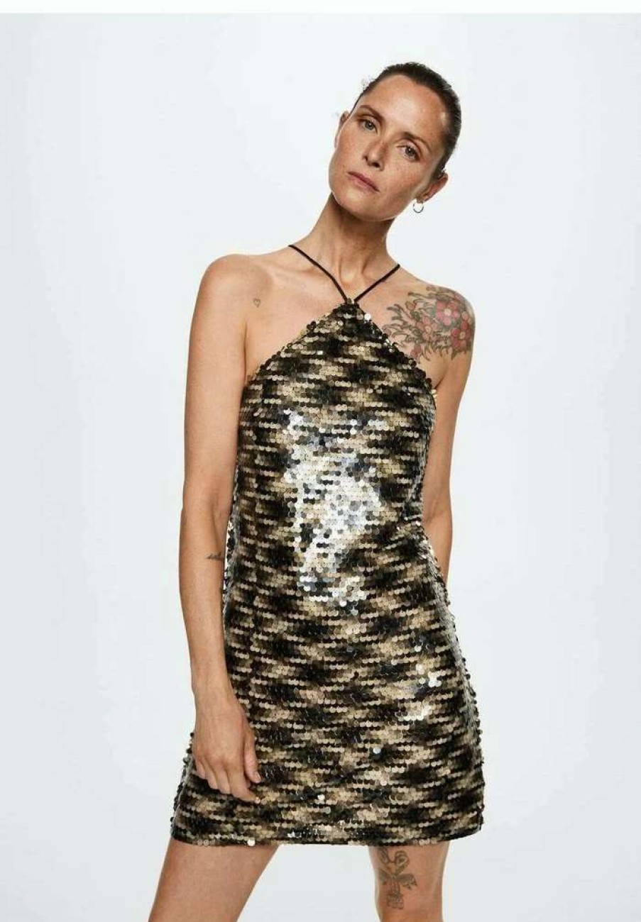 Clothing * | Mango Disco Cocktail Dress / Party Dress Noir