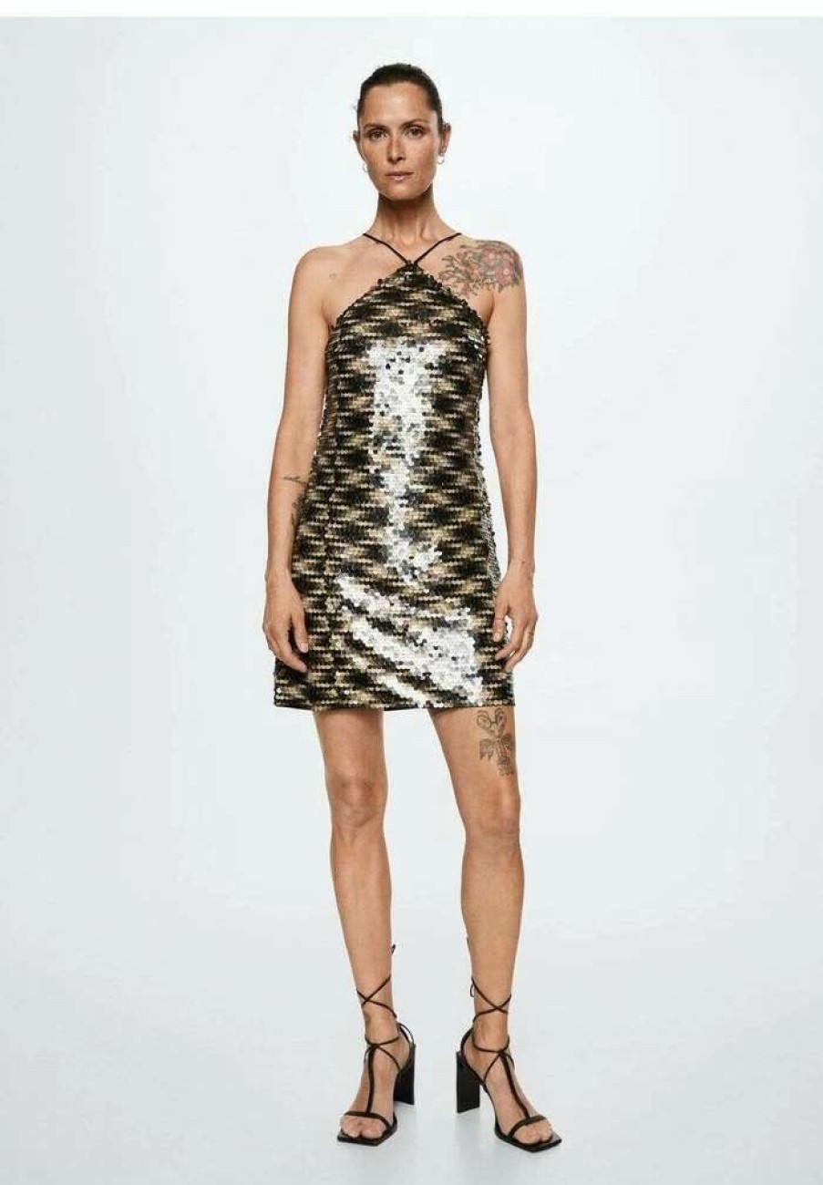 Clothing * | Mango Disco Cocktail Dress / Party Dress Noir