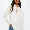 Clothing * | Mango Button-Down Blouse Bialy