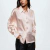 Clothing * | Mango Batang Button-Down Blouse Hellrosa