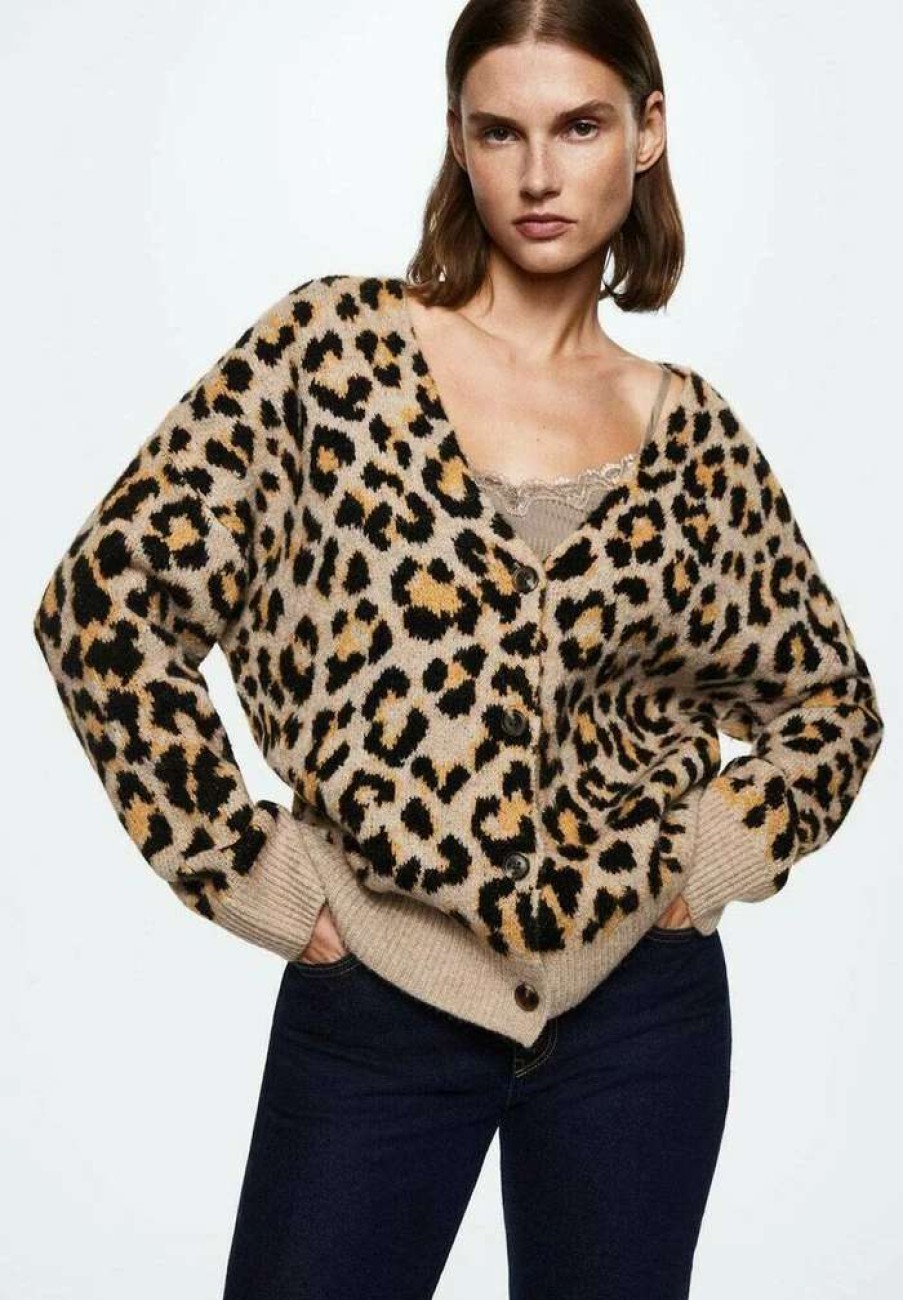 Clothing * | Mango Leopard Cardigan Mittelbraun