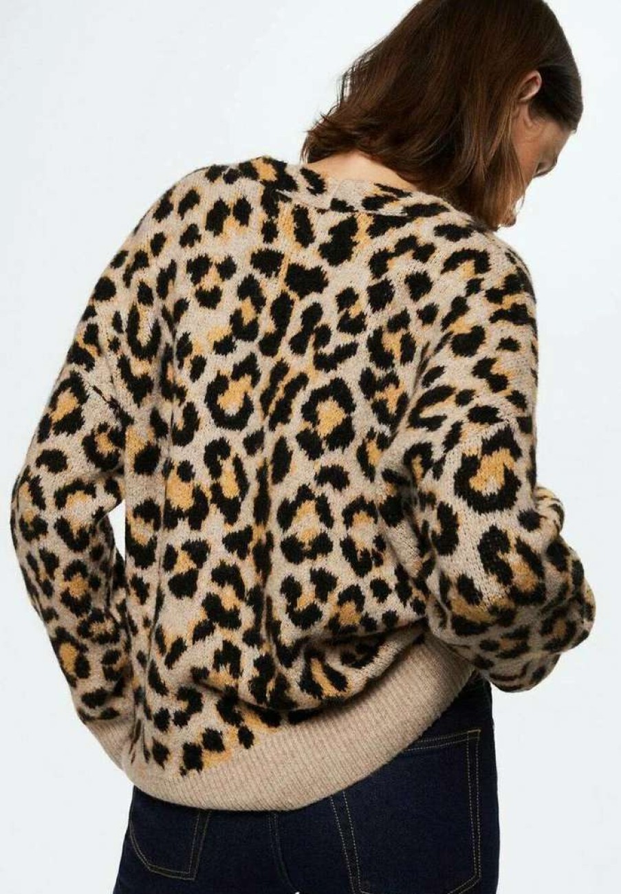 Clothing * | Mango Leopard Cardigan Mittelbraun