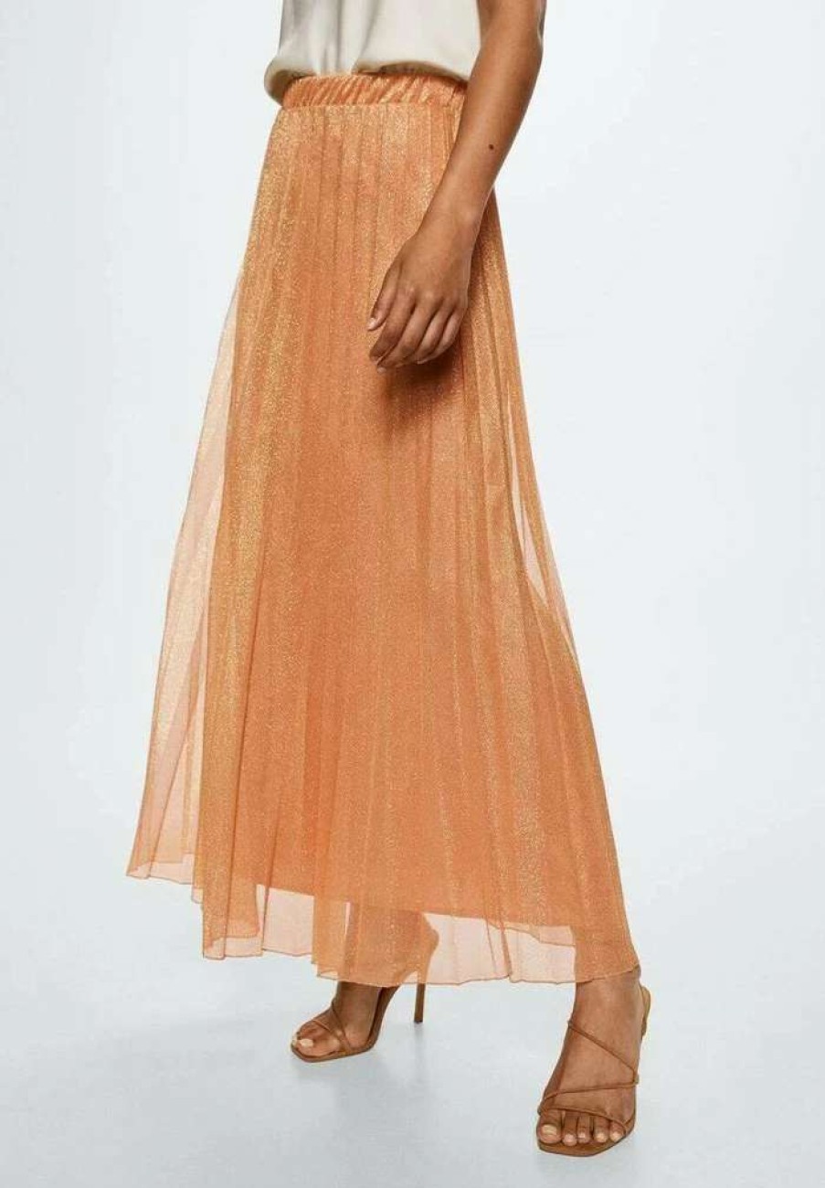 Clothing * | Mango Marion Pleated Skirt Orange