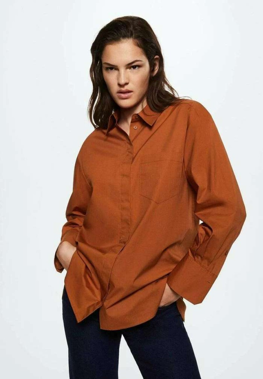 Clothing * | Mango Juanes Button-Down Blouse Rezave Cervena