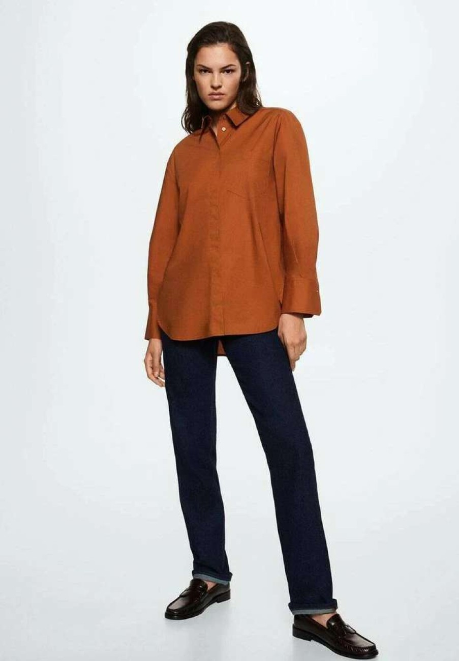 Clothing * | Mango Juanes Button-Down Blouse Rezave Cervena