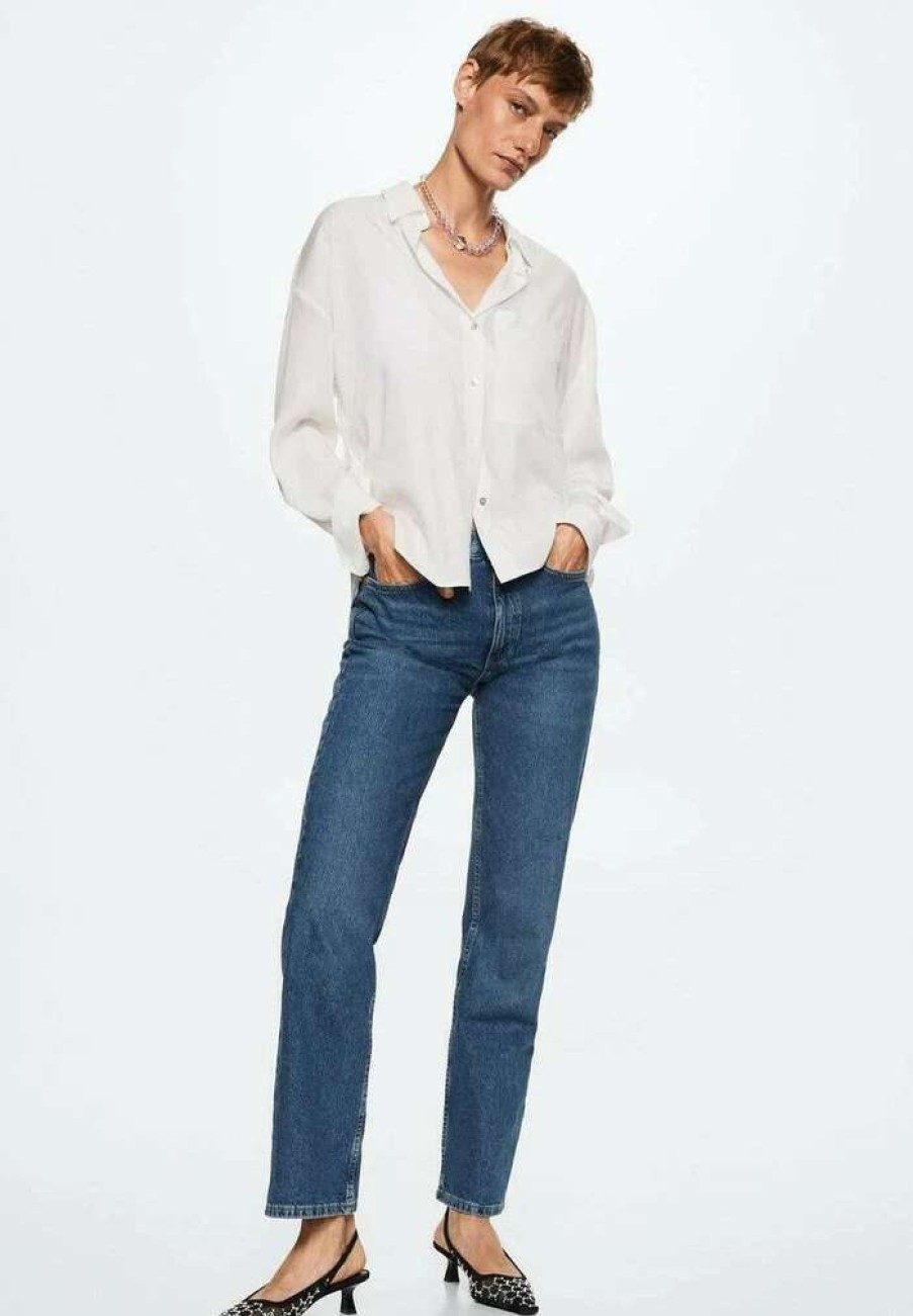 Clothing * | Mango Matilda Straight Leg Jeans Morkbla