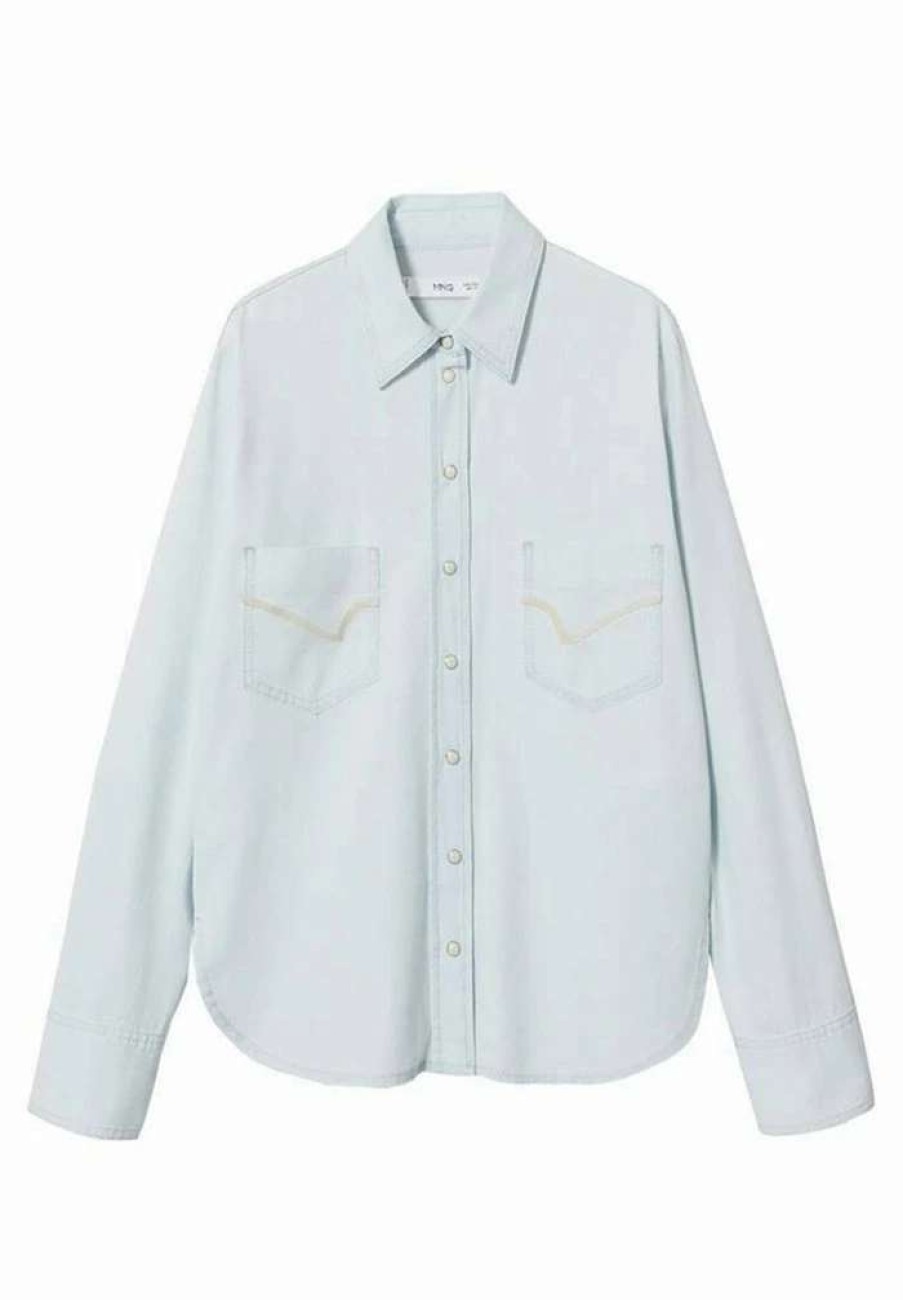 Clothing * | Mango Marce Button-Down Blouse Forvasket Bla